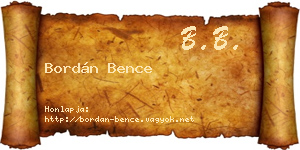 Bordán Bence névjegykártya